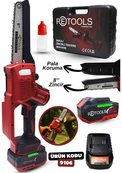 9106 Bordo Şarjlı Dal Budama Testere