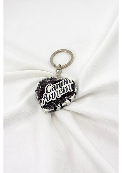 Canım Annem Yazılı Polyester Kalp Anahtarlık, Hediyelik Kalpli Anahtarlık fiyatları