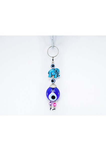 Minik Fil Figürlü El Yapımı Cam Nazar Boncuklu Anahtarlık, Hediyelik Anahtarlık fiyatları