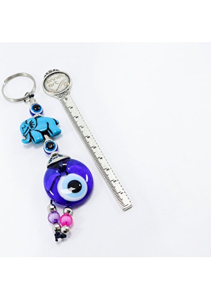 Minik Fil Figürlü El Yapımı Cam Nazar Boncuklu Anahtarlık, Hediyelik Anahtarlık fırsatları
