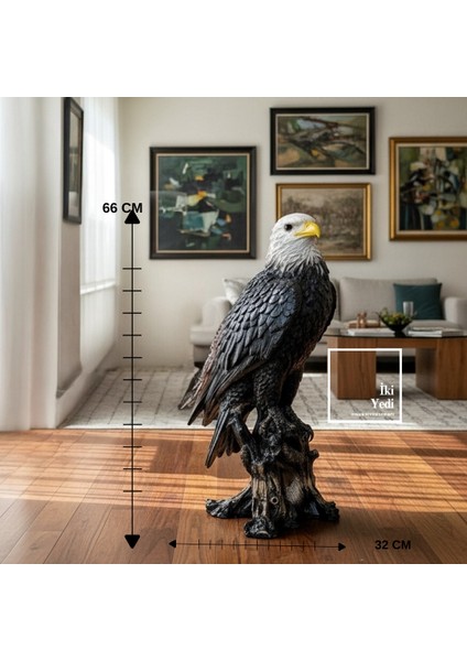 Kolja Büyük Boy Kartal Heykeli 66 cm | Lüks Detaylı Dekoratif Kartal Figürü Ev Ofis Heykel Beşiktaş