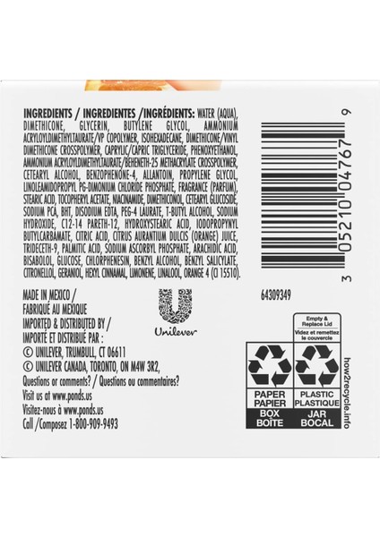 Ponds Portakal Içerikli, Yenilenmiş ve Parlak Cilt, Nemlendirici Jel 96.4 gr