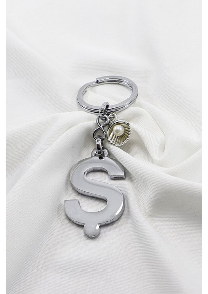 Incili Deniz Kabuklu Gümüş Renkli Metal Ş Harfi Anahtarlık / Hediyelik Çanta Süsü fiyatları