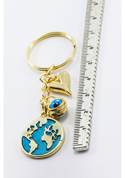 Bombeli Kalp Nazar Boncuklu Mineli Dünya Anahtarlık, Hediyelik Anahtarlık indirimleri