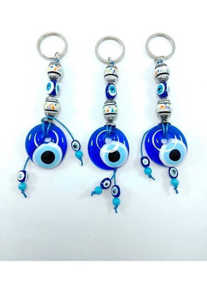 Nazar Boncuğu Anahtarlık Seramik Boncuklu El Yapımı Cam Hediyelik Eşya Üçlü Set modelleri