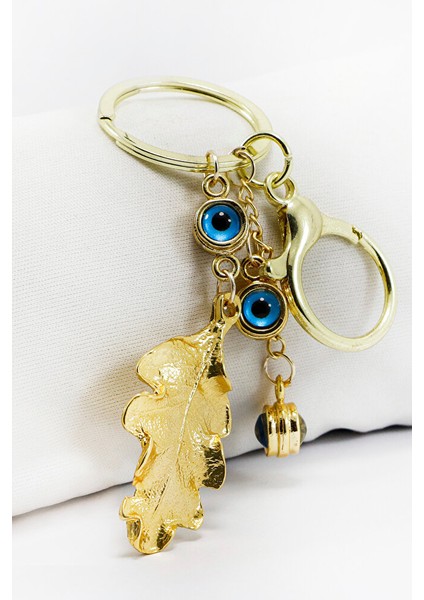 Çerçeveli Nazarlı Bohem Yaprak Anahtarlık, Gold Renkli Hediyelik Anahtarlık fiyatları