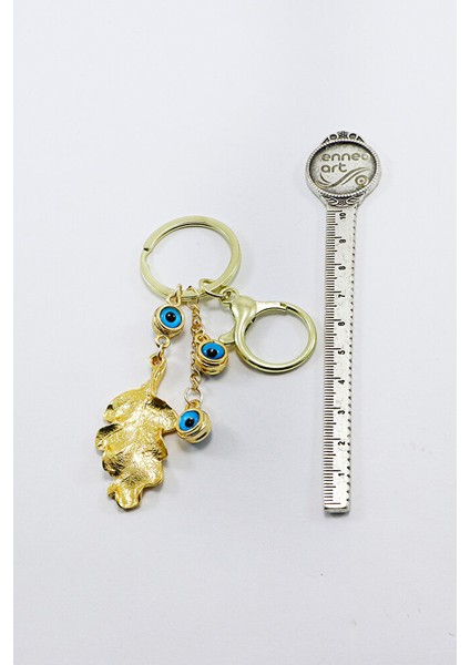 Çerçeveli Nazarlı Bohem Yaprak Anahtarlık, Gold Renkli Hediyelik Anahtarlık indirimleri