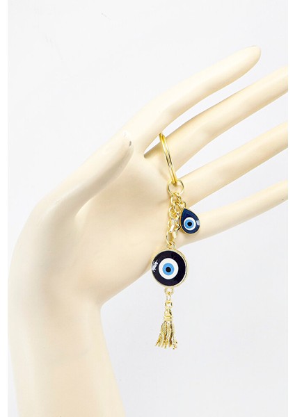 El Yapımı Lacivert Damla Figürlü Salkım Anahtarlık, Hediyelik Nazarlı Anahtarlık fiyatları