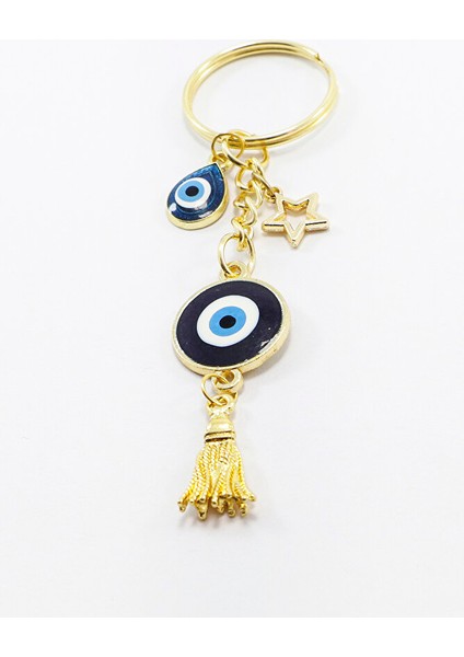 El Yapımı Lacivert Damla Figürlü Salkım Anahtarlık, Hediyelik Nazarlı Anahtarlık modelleri