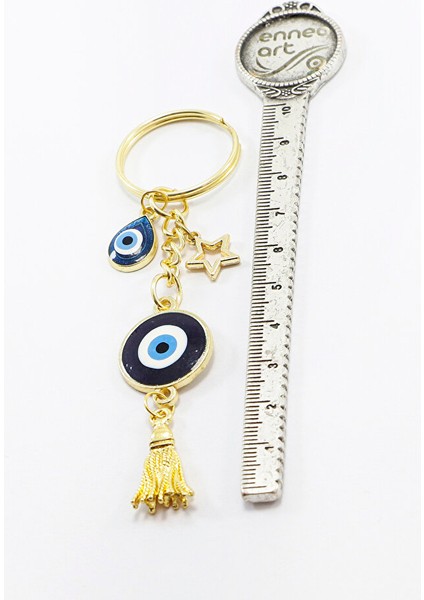 El Yapımı Lacivert Damla Figürlü Salkım Anahtarlık, Hediyelik Nazarlı Anahtarlık fırsatları