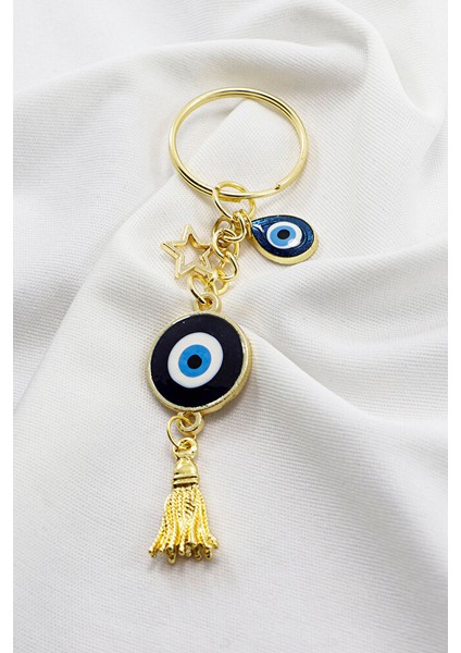 El Yapımı Lacivert Damla Figürlü Salkım Anahtarlık, Hediyelik Nazarlı Anahtarlık indirimleri