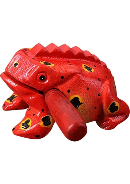 Kırmızı Kurbağa Sesi Çıkaran Dekoratif Şans Figürü 6 cm