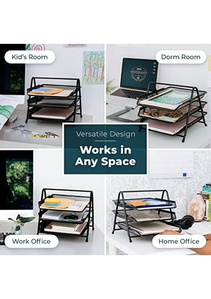 Mektup Tepsisi Masa Düzenleyici, 3 Katmanlı Mesh Kağıt Tepsisi, Belge, Mektup, Ofis Kağıt Düzenleyici, Siyah fiyatları