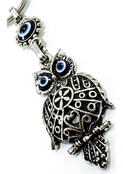 Eskitme Baykuş Tasarımlı Nazarlı Anahtarlık, Hediyelik Baykuş Anahtarlık fiyatları