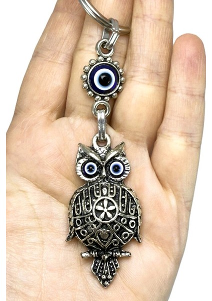 Eskitme Baykuş Tasarımlı Nazarlı Anahtarlık, Hediyelik Baykuş Anahtarlık fırsatları