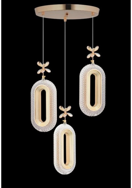 3'li Gold Kaplama Sarkıt LED Salon Avize 3 Renk Ledli fiyatları
