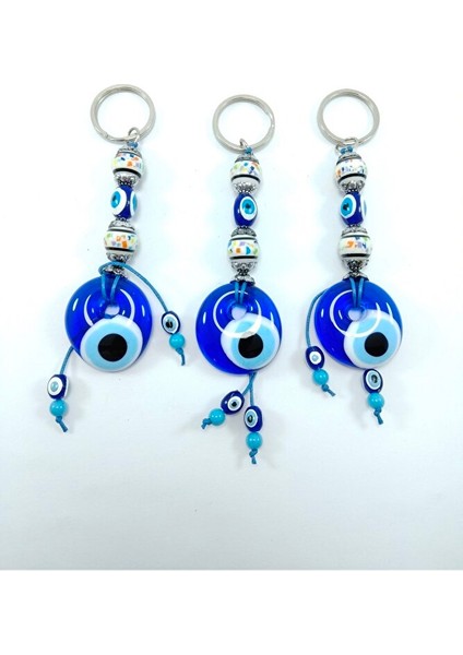 Nazar Boncuğu Anahtarlık Seramik Boncuklu El Yapımı Cam Hediyelik Eşya Üçlü Set fırsatları