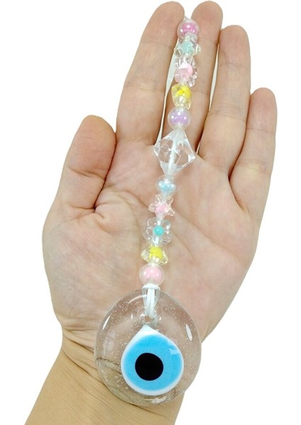 Saydam Cam Nazar Boncuğu Bebek Beşiği Süsü Askısı, Yeni Doğan Hediyelik