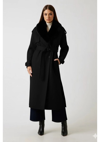 Ella Kadın Siyah Yün Karışımlı Kaban 5BGL027125A-JBLK