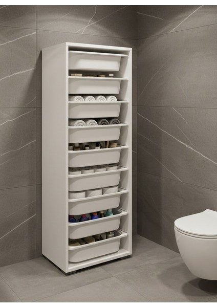 Zola 9 Sepetli Çok Amaçlı Banyo Dolabı Beyaz