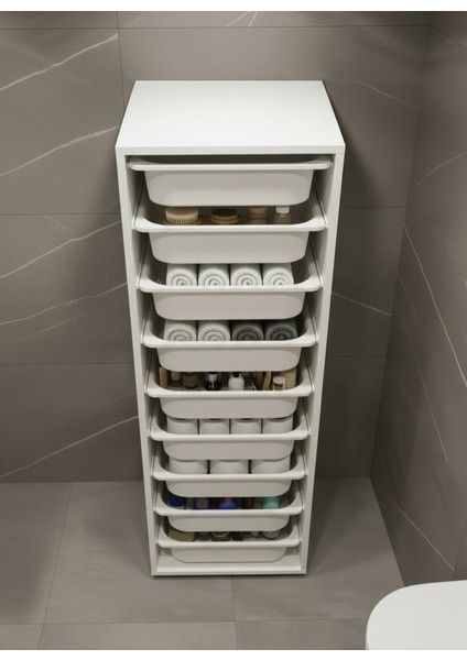 Zola 9 Sepetli Çok Amaçlı Banyo Dolabı Beyaz modelleri