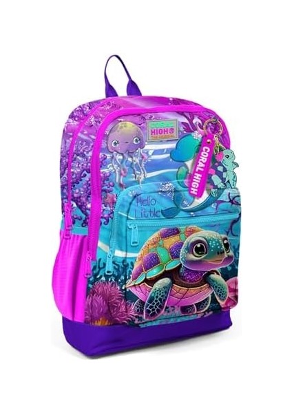 Dört Bölmeli Pembe Mor Kaplumbağa Desenli Ilkokul Sırt Çantası - Kız Çocuk fiyatları