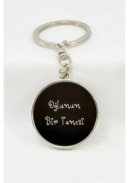 Kişiye Özel Anneler Günü Yuvarlak Metal Anahtarlık / Oğlunun Bir Tanesi Hediyelik Anahtarlık