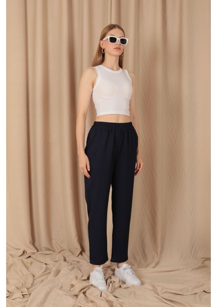 Beli Lastikli Düz Kadın Lacivert Pantolon fiyatları