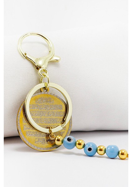 Mavi Cam Nazar Boncuklu Ayetel Kürsi Hilye-I Şerif Komple Paslanmaz Çelik Anahtarlık fırsatları