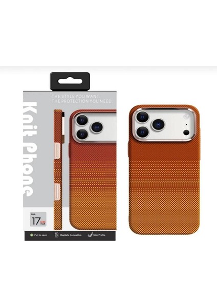 Iphone 17 Uyumlu Ekoseli Kevlar Case Turuncu