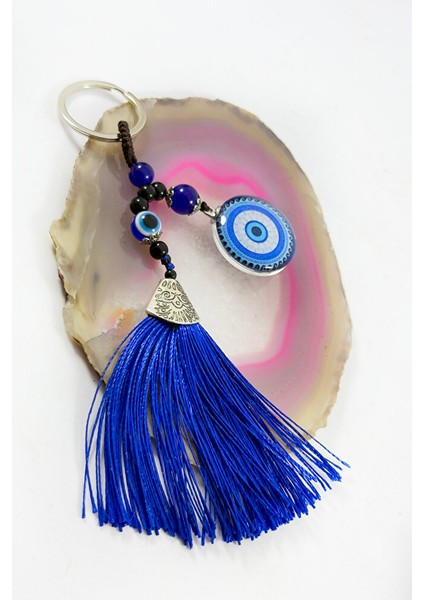 Lacivert Püsküllü Nazar Boncuğu Salkım Anahtarlık, Hediyelik Anahtarlık modelleri