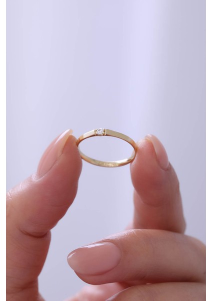 14 Ayar Altın Tektaş Düz Alyans modelleri