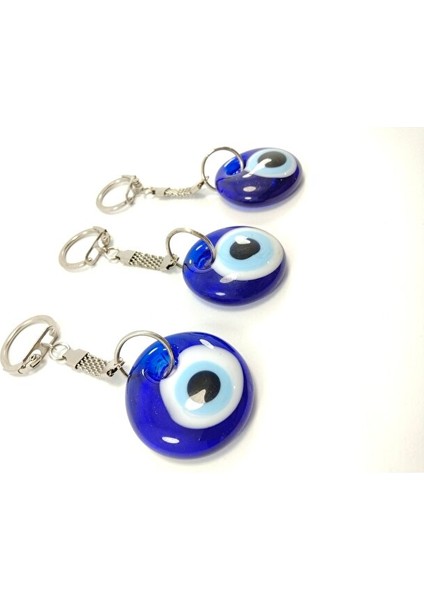 Nazar Boncuğu Anahtarlık El Yapımı Sade Cam Hediyelik Eşya Üçlü Set modelleri