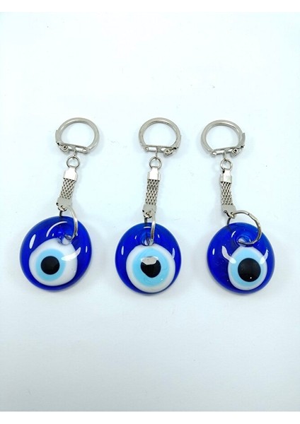 Nazar Boncuğu Anahtarlık El Yapımı Sade Cam Hediyelik Eşya Üçlü Set fırsatları