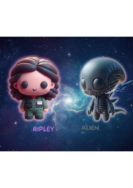 Uzay Macerası Chibi Versiyon Figür Seti (Ripley & Alien) | 8 cm | Boyamaya Hazır 3D Baskı fırsatları