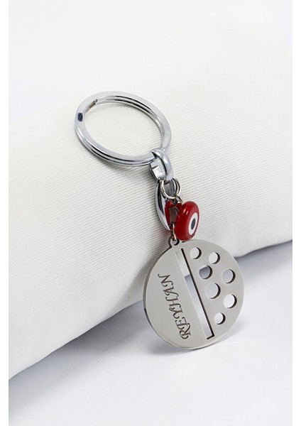 Gümüş Renkli El Yapımı Cam Uğur Böcekli Kişiselleştirilebilir Anahtarlık, Hediyelik Çanta Süsü