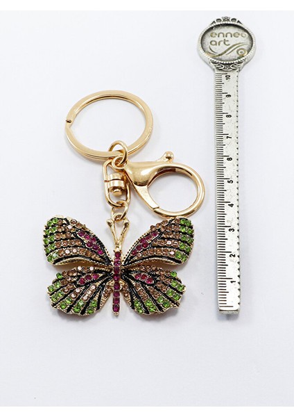Renkli Parlak Taşlı Kelebek Figürlü Anahtarlık, Hediyelik Anahtarlık indirimleri
