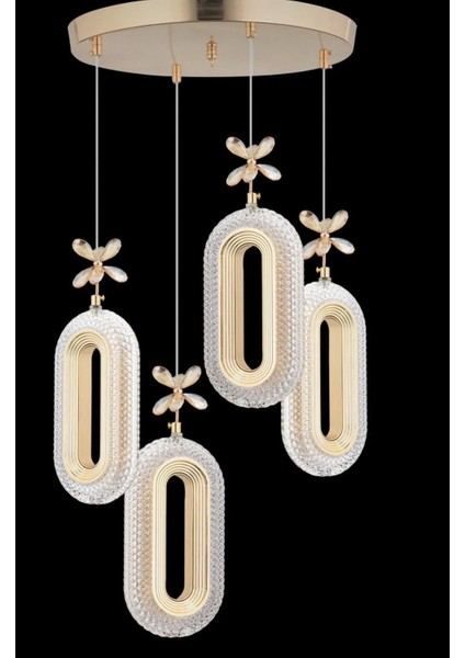 4'li Gold Kaplama Sarkıt LED Salon Avize 3 Renk Ledli fiyatları