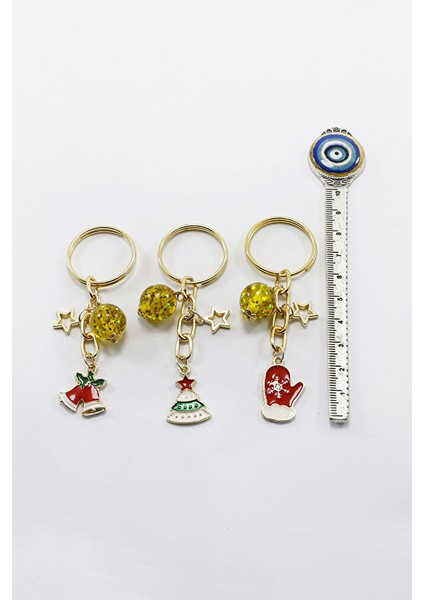 Gold Halkalı Renkli Yılbaşı Temalı Anahtarlık, Hediyelik Christmas Çanta Süsü fırsatları