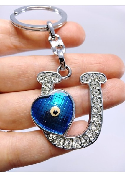 Kalp Nazar Boncuğu Metal Kristal Taşlı U Harfi Anahtarlık Hediyelik Aksesuar fiyatları