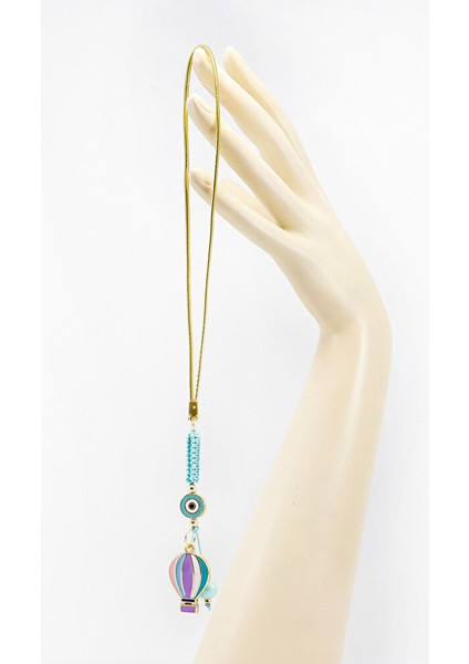 Beyaz Renkli Çerçeveli Nazar Boncuklu Renkli Uçan Balon Salkım Anahtarlık, Dikiz Ayna Süsü 2'li Set modelleri