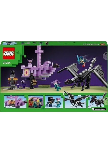 Minecraft Ender Ejderhası ve End Gemisi 21264-8 Yaş ve Üzeri Oyunları Seven Çocuklar Için Minecraft Video Oyununa Dayalı Yaratıcı Oyuncak Yapım Seti, Doğum Günü Hediyesi (657 Parça) modelleri