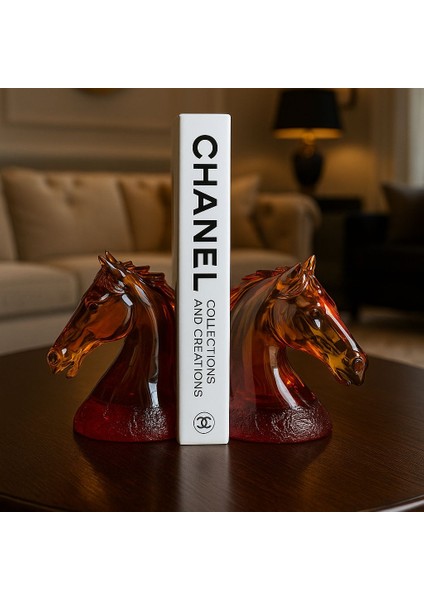 Ishtar Dekor - Dekoratif Epoksi 2'li At Kitap Tutucu - Turuncu