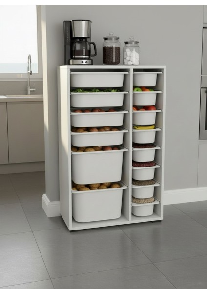 Rine 14 Sepetli Çok Amaçlı Mutfak Dolabı Beyaz 2D4K8U