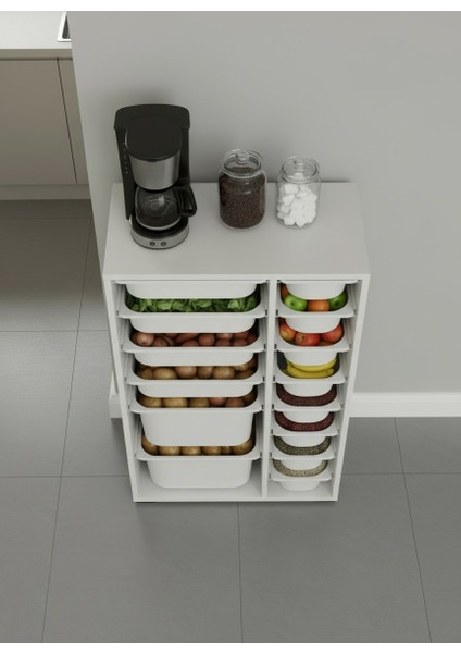 Rine 14 Sepetli Çok Amaçlı Mutfak Dolabı Beyaz 2D4K8U modelleri