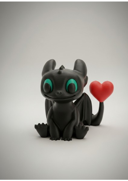 Dişsiz'den Kalpli Sevimli Ejderha Figürü - 3D Baskı Dekoratif Heykel (15 Cm) fiyatları