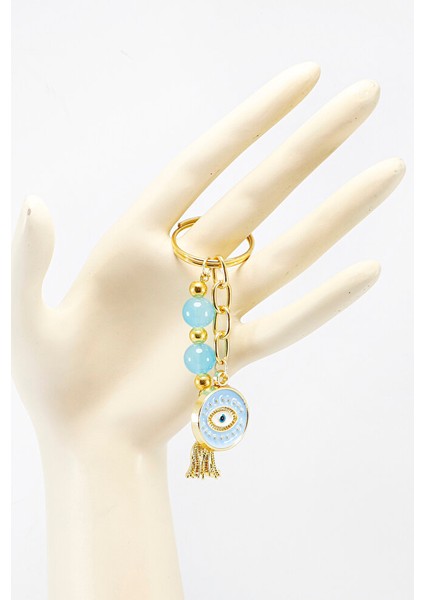 Turkuaz Salkım Boncuklu Göz Figürlü Anahtarlık, Hediyelik Anahtarlık modelleri