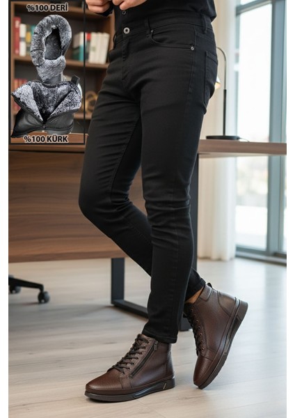 Fermuarlı Içi Kürklü Hakiki Deri Erkek Bot indirimleri