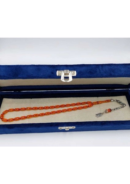 Turuncu Kapsül Kesim Alpaka Püskül Kehribar Tespih (Ahşap Kutulu) modelleri