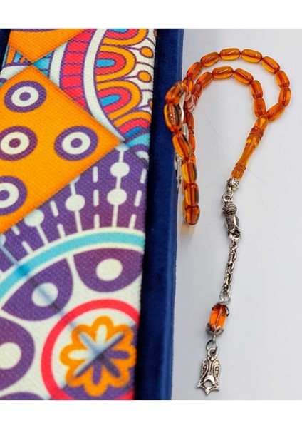 Turuncu Kapsül Kesim Alpaka Püskül Kehribar Tespih (Ahşap Kutulu) fırsatları